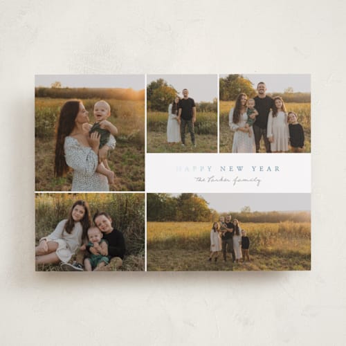 This is a ash foil pressed holiday cards with foil pressed by Brianne Larsen called simple five printing on recycled smooth signature in standard