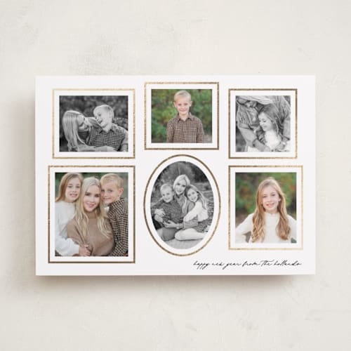 This is a opal foil pressed holiday cards with foil pressed by Emily Betts called gallery printing on recycled smooth signature in standard