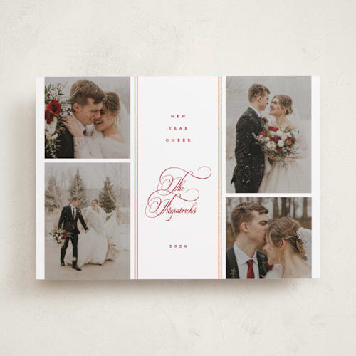 This is a poinsettia foil pressed holiday cards with foil pressed by Corinne Malesic called grace printing on recycled smooth signature in standard