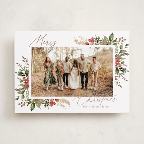 This is a snow foil pressed holiday cards with foil pressed by Chris Griffith called a sparkle of holiday printing on recycled smooth signature in standard