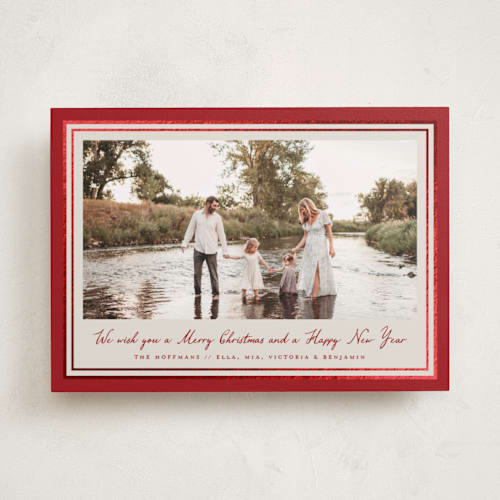 This is a mulled wine foil pressed holiday cards with foil pressed by Petra Kern called oasis printing on recycled smooth signature in standard