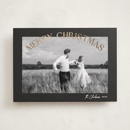 This is a ink foil pressed holiday cards with foil pressed by Creo Study called arched sentiment printing on recycled smooth signature in standard