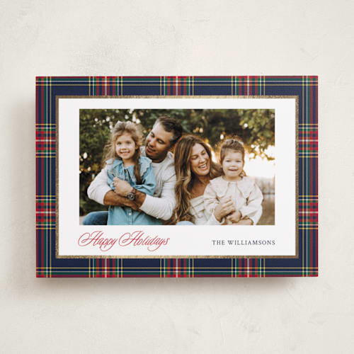 This is a navy foil pressed holiday cards with foil pressed by Cindy Reynolds called navy baby printing on recycled smooth signature in standard