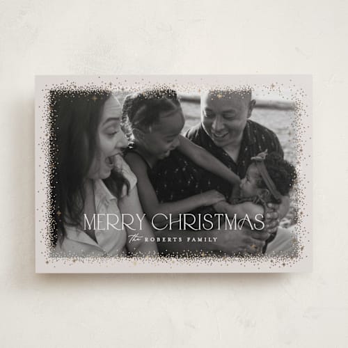 This is a moonlight foil pressed holiday cards with foil pressed by Pixel and Hank called twinkle twinkle printing on recycled smooth signature in standard
