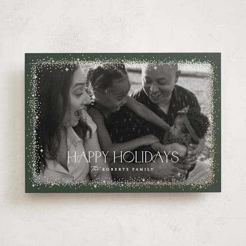 This is a foliage foil pressed holiday cards with foil pressed by Pixel and Hank called twinkle twinkle printing on recycled smooth signature in standard