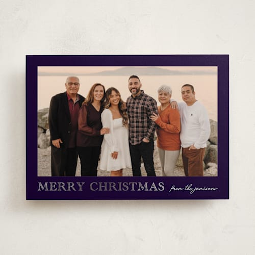 This is a marine foil pressed holiday cards with foil pressed by Chris Griffith called engraved holiday printing on recycled smooth signature in standard