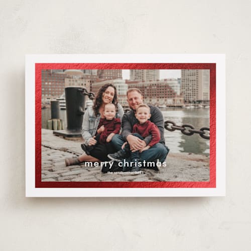 This is a cotton foil pressed holiday cards with foil pressed by Stacey Meacham called modern details printing on recycled smooth signature in standard