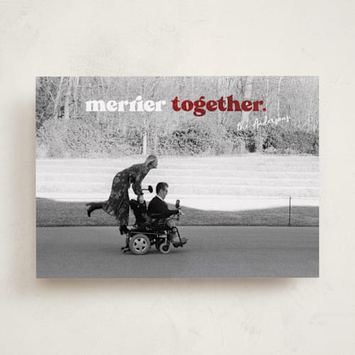 This is a snow foil pressed holiday cards with foil pressed by Carrie ONeal called togetherness printing on recycled smooth signature in standard