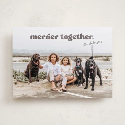 This is a steel foil pressed holiday cards with foil pressed by Carrie ONeal called togetherness printing on recycled smooth signature in standard
