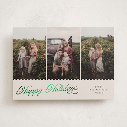 This is a pudding foil pressed holiday cards with foil pressed by Cass Loh called jagged edge printing on recycled smooth signature in standard