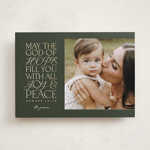 This is a fir foil pressed holiday cards with foil pressed by Pink House Press called filled with love printing on recycled smooth signature in standard