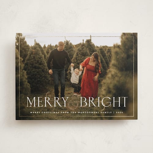 This is a snow foil pressed holiday cards with foil pressed by Meggy Masters called festive ampersand printing on recycled smooth signature in standard