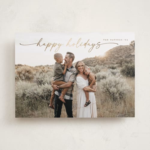 This is a wheat foil pressed holiday cards with foil pressed by Christy Hy Lee called simplicity printing on recycled smooth signature in standard