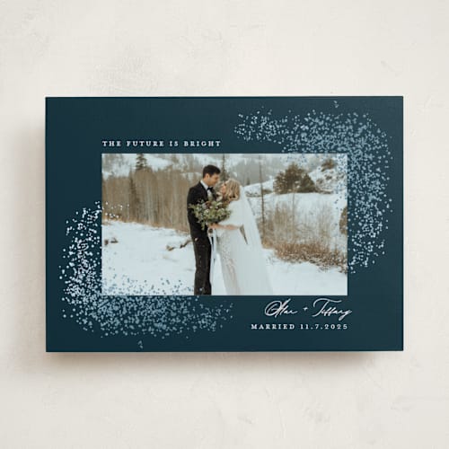 This is a midnight foil pressed holiday cards with foil pressed by Jessica Williams called glitter printing on recycled smooth signature in standard