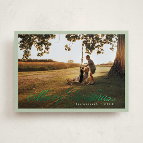 This is a mint foil pressed holiday cards with foil pressed by Pati Cascino called noelle printing on recycled smooth signature in standard