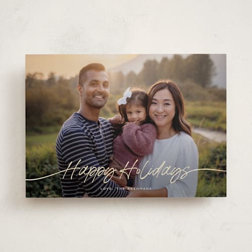 This is a pudding foil pressed holiday cards with foil pressed by Leia Matt called faubourg printing on recycled smooth signature in standard