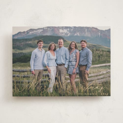 This is a bell foil pressed holiday cards with foil pressed by Morgan Kendall called modern traditionalist printing on recycled smooth signature in standard