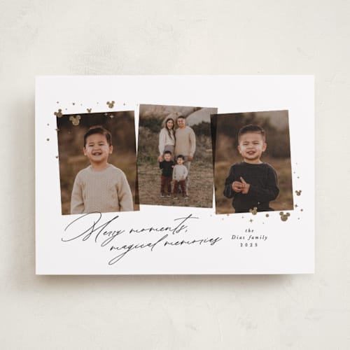This is a star foil pressed holiday cards with foil pressed by Lea Delaveris called merry moments magical memories printing on recycled smooth signature in standard