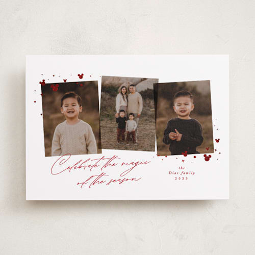 This is a scarlet foil pressed holiday cards with foil pressed by Lea Delaveris called merry moments magical memories printing on recycled smooth signature in standard