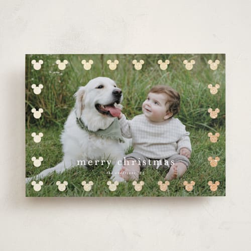 This is a powder foil pressed holiday cards with foil pressed by Stacey Meacham called mickey frame printing on recycled smooth signature in standard