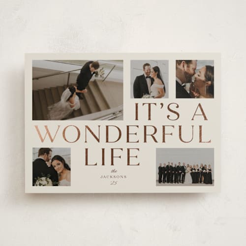 This is a shortbread foil pressed holiday cards with foil pressed by Paula Pecevich called it's a wonderful life printing on recycled smooth signature in standard
