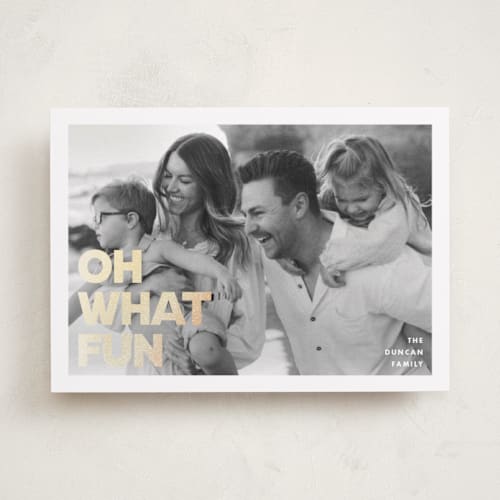 This is a snow foil pressed holiday cards with foil pressed by Maria Alou called holiday poster printing on recycled smooth signature in standard