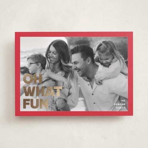 This is a santa suit foil pressed holiday cards with foil pressed by Maria Alou called holiday poster printing on recycled smooth signature in standard