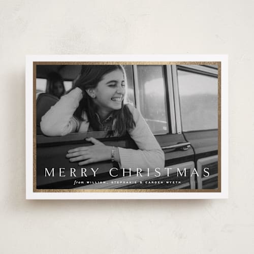 This is a cotton foil pressed holiday cards with foil pressed by Amy Kross called winds printing on recycled smooth signature in standard