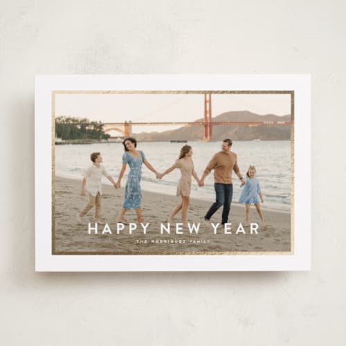This is a cloud foil pressed holiday cards with foil pressed by Wildfield Paper Co called skyline printing on recycled smooth signature in standard
