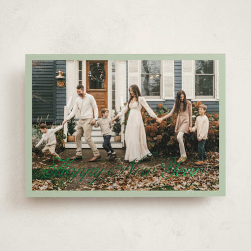 This is a mint foil pressed holiday cards with foil pressed by Pati Cascino called noelle printing on recycled smooth signature in standard