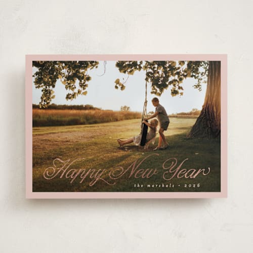 This is a petal foil pressed holiday cards with foil pressed by Pati Cascino called noelle printing on recycled smooth signature in standard