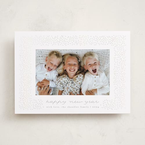 This is a snow gloss press holiday cards with gloss press by AK Graphics called festive sprinkles printing on recycled smooth signature in standard