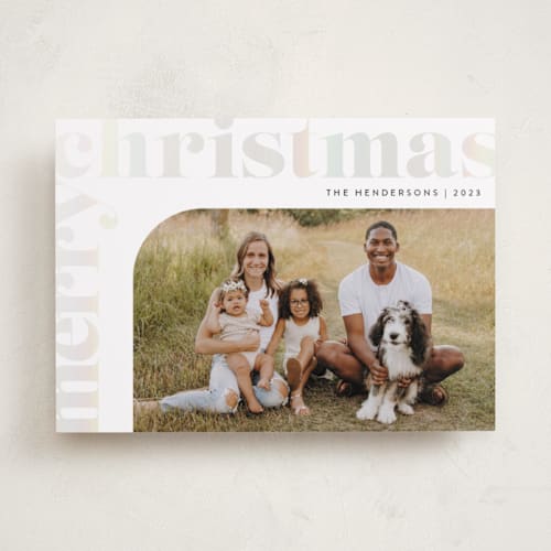 This is a dove gloss press holiday cards with gloss press by Carrie ONeal called holiday of joy printing on recycled smooth signature in standard