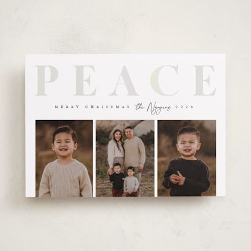 This is a dove gloss press holiday cards with gloss press by Snow and Ivy called ever present printing on recycled smooth signature in standard