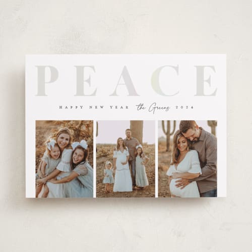 This is a dove gloss press holiday cards with gloss press by Snow and Ivy called ever present printing on recycled smooth signature in standard