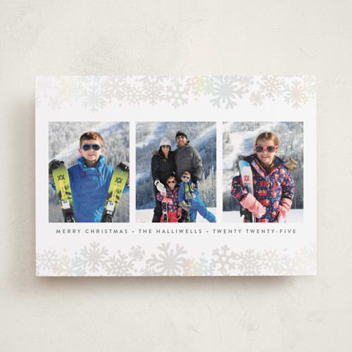 This is a moon gloss press holiday cards with gloss press by Susan Asbill called snow flurry printing on recycled smooth signature in standard