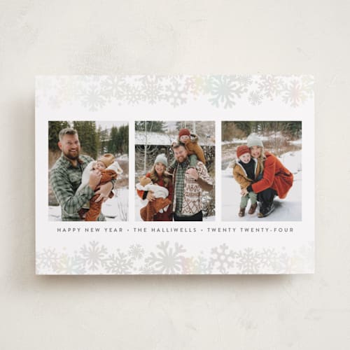 This is a moon gloss press holiday cards with gloss press by Susan Asbill called snow flurry printing on recycled smooth signature in standard