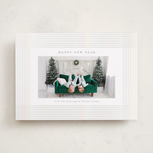 This is a pearl gloss press holiday cards with gloss press by Meggy Masters called holiday ribbon printing on recycled smooth signature in standard