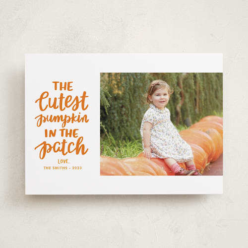 This is a pumpkin halloween party invitations cards with standard by Little Print Design called cutest pumpkin printing on recycled smooth signature in standard