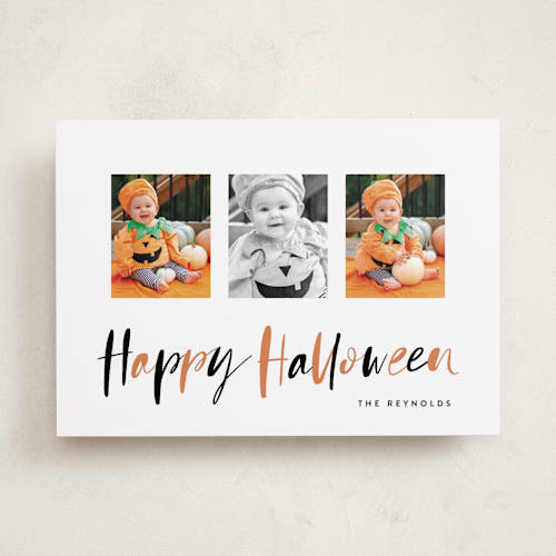 This is a jack o' lantern halloween party invitations cards by Hooray Creative called halloween trio printing on recycled smooth signature in standard