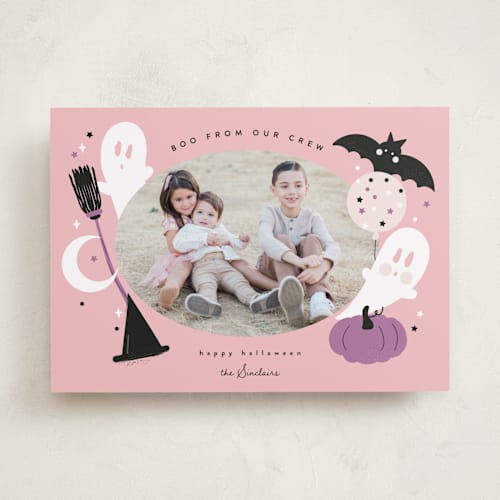 This is a candy halloween party invitations cards by Corinne Malesic called little boo printing on recycled smooth signature in standard