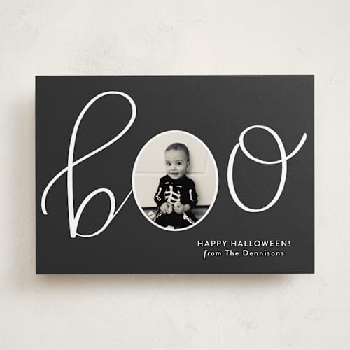 This is a noir halloween party invitations cards by Nicole Hance called boo frame printing on recycled smooth signature in standard