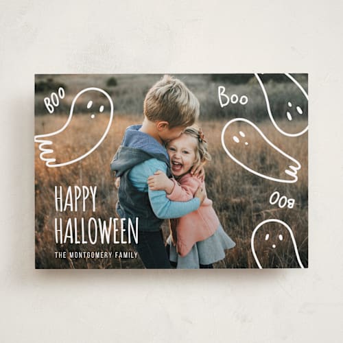 This is a ghost halloween party invitations cards by Claudia Orengo called cute halloween printing on recycled smooth signature in standard