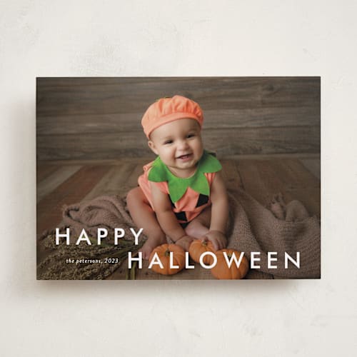 This is a cotton halloween party invitations cards with standard by Stacey Meacham called happy moments printing on recycled smooth signature in standard
