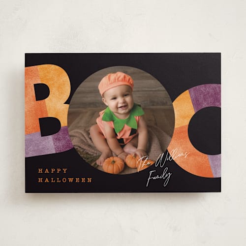 This is a candy halloween party invitations cards by Pixel and Hank called halloween boo printing on recycled smooth signature in standard