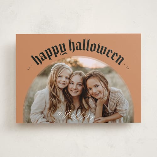 This is a cider halloween party invitations cards by Brittany Braithwaite called halloween arch printing on recycled smooth signature in standard