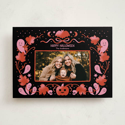 This is a raven halloween party invitations cards by Masha Zimovich called ghostly greetings printing on recycled smooth signature in standard