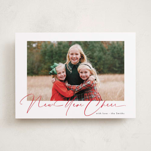 This is a pomegranate new year photo cards with standard by Benita Crandall called joyeux noel printing on recycled smooth signature in standard