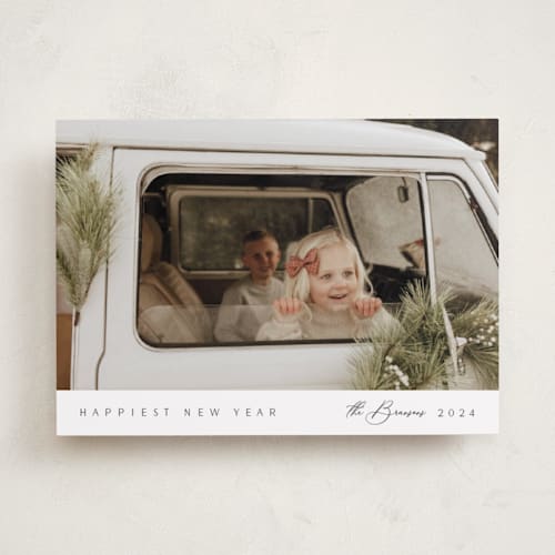 This is a cloud new year photo cards with standard by Nicole Walsh called minimal edge printing on recycled smooth signature in standard