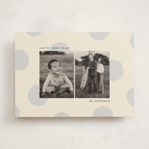This is a mist new year photo cards with standard by Ellen Schlegelmilch called big polka printing on recycled smooth signature in standard